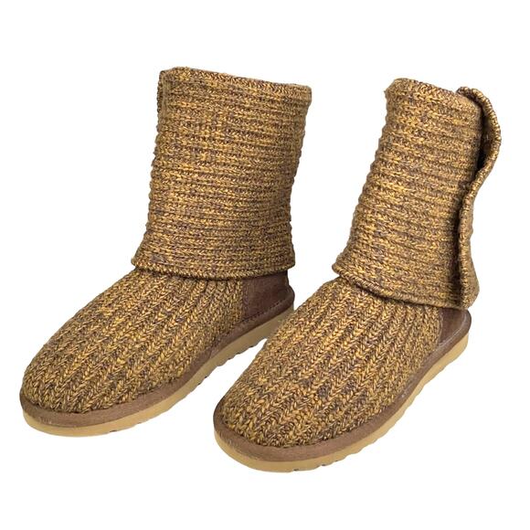 UGG Women’s Cardy Brown Gold Knit Pull On Winter Boots Size US 6 - Picture 6 of 10